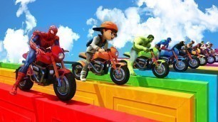 'Learn Colors With Superheroes on Motorcycles and Trucks Videos Cartoons for kids and Toddlers'