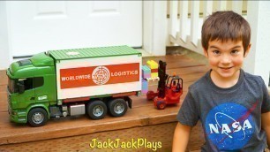 'Bruder Trucks Surprise Toy Unboxing: Tractor Trailer + Forklift | Kid Playing'