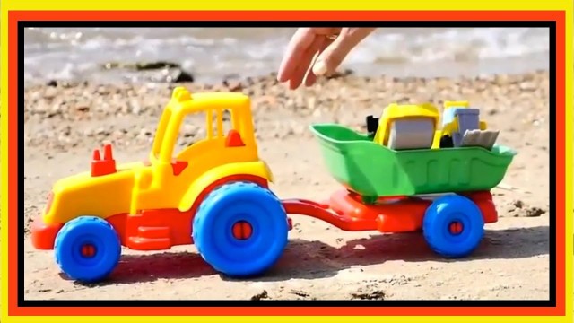 'Toy Cars for Kids Seaside Playground - GAS STATION Road Roller Toy Trucks & Tractors Videos for kids'