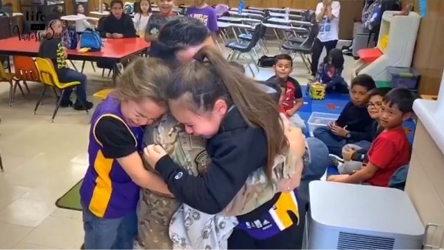 'My military husband surprises kids at school!'