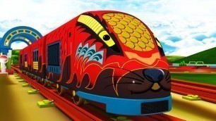'RED BULLET TRAIN - Train Cartoon Videos for Kids - Toy Factory Cartoon Train'
