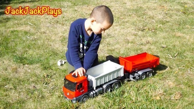 'Bruder Dump Trucks Toy Unboxing - Kid Playing with Diggers + Truck Wash'