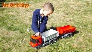 'Bruder Dump Trucks Toy Unboxing - Kid Playing with Diggers + Truck Wash'