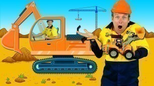 '\"Construction Machines\" Kids Song - Diggers, Trucks, Backhoe, Construction Toys'