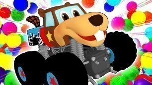 'SUPER CIRCUS 3D Monster Trucks | Toy Truck Color Ball Pit | Busy Beavers Teach ABCs Colours Shapes'