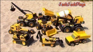 'Playing with Diggers Outside! Toy Construction Trucks for Kids | JackJackPlays'
