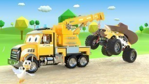 'appMink Toy Crane Truck and Monster Trucks Trick or Treat - Halloween video for kids'