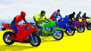 'LEARN COLOR MOTORCYCLES & Spiderman Superheroes Cartoon For Kids 3D Animation #15'