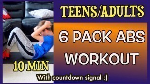 '6 Pack ABS workout for Kids/Teens & Athletes and Adults kids exercises at home