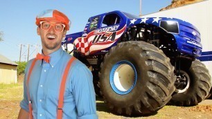 'Blippi Learns Shapes, Colors, Numbers With Monster Trucks & The Monster Truck Song | Educational'