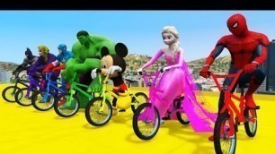 'LEARN COLORS BMX & MotorCycles JUMP! with Superheroes Video 3D Cartoon Nursery Rhymes for Children'