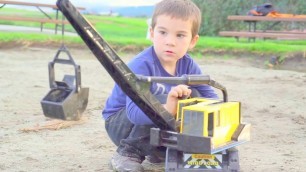 'Construction for Kids: Toy Trucks Playing Digging in Mud: Bruder JCB Backhoe, Tonka Dump Bulldozer'