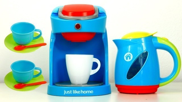 'Kitchen Appliance Toys for Kids Coffee Maker Machine and Kettle Just Like Home'