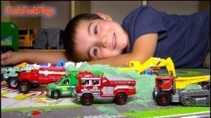 'Matchbox Truck Toys UNBOXING! Fire Engine and Tow | JackJackPlays'