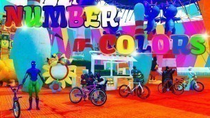 'SPIDERMAN CARTOON for KIDS LEARN COLORS BMX & MotorCycles JUMP! with Superheroes Video 3D'