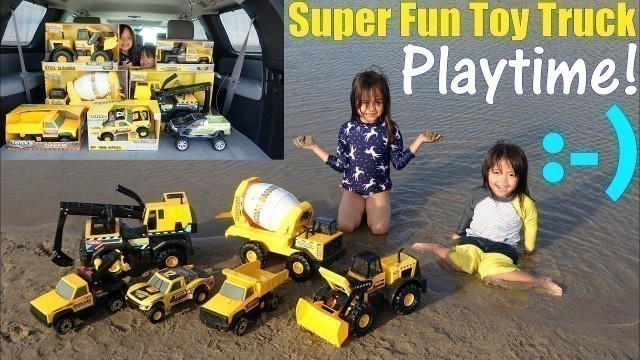 'Kids\' Fun Toy Playtime at the BEACH! TONKA Trucks Beach Playtime Fun! Kids\' Toy Trucks Unboxing'