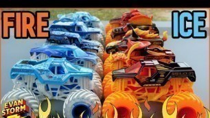 'Monster Jam Trucks FIRE And ICE Play At Home Super Six Lane Speedway Race Challenge'