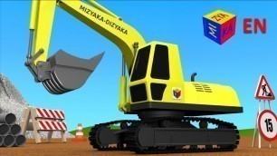 'Trucks for children kids. Construction game: Crawler excavator'