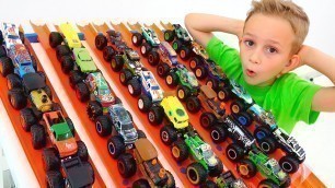 'Vlad and Nikita play with toy monster trucks | Hot Wheels cars for kids'